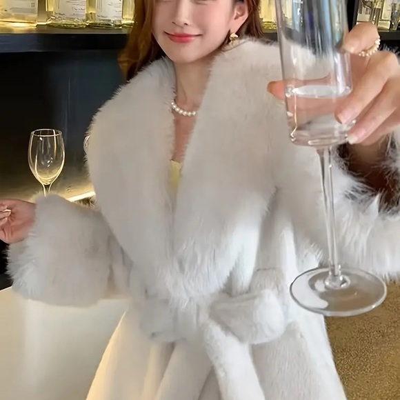 Unbelievably soft, faux fur belted jacket in Coffee Brown. - Picture 7 of 15